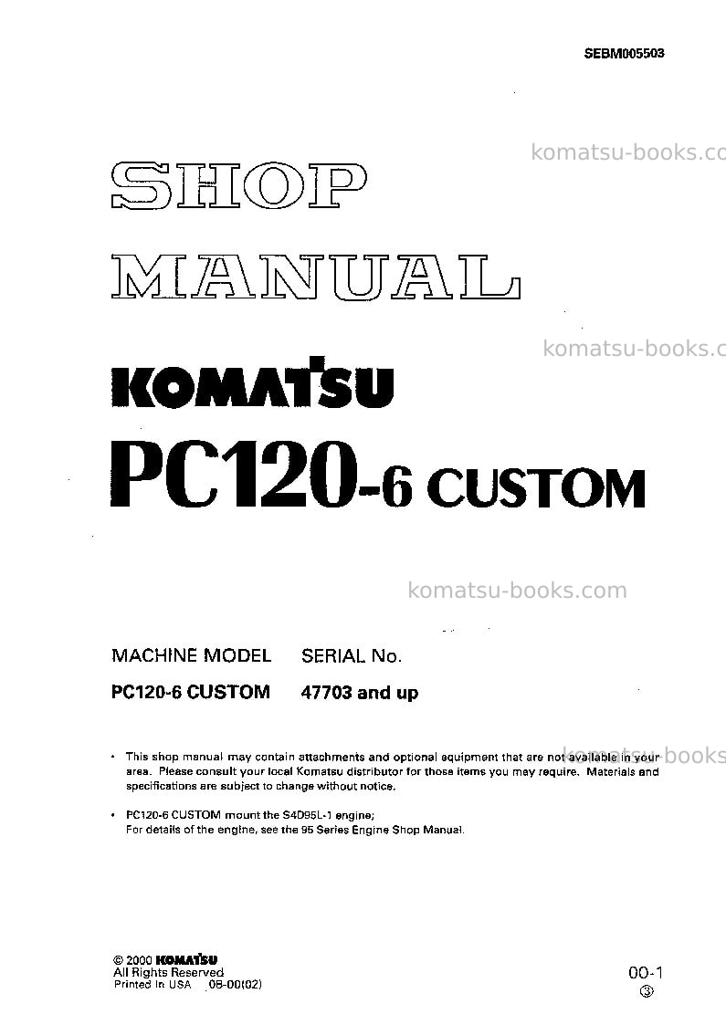 Komatsu sk815-5ita-turbo Repair & maintenance cover