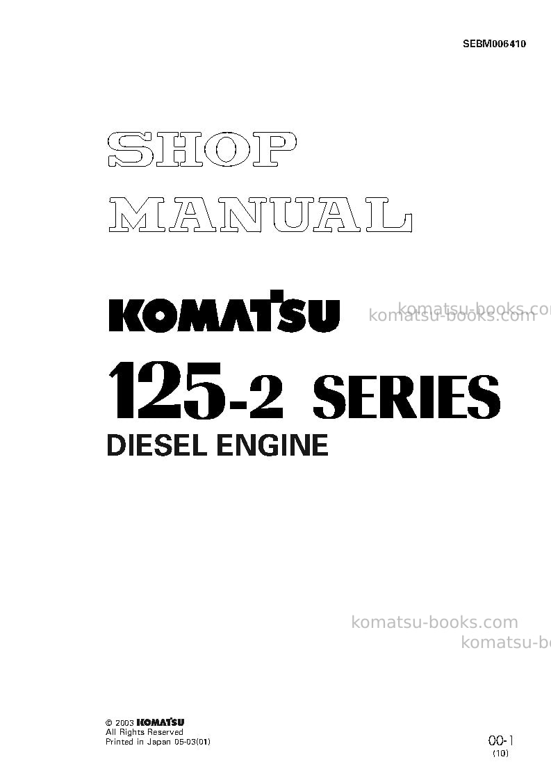 Komatsu s6d125-2jpn Repair & maintenance cover Komatsu s6d125-2jpn Repair & maintenance cover