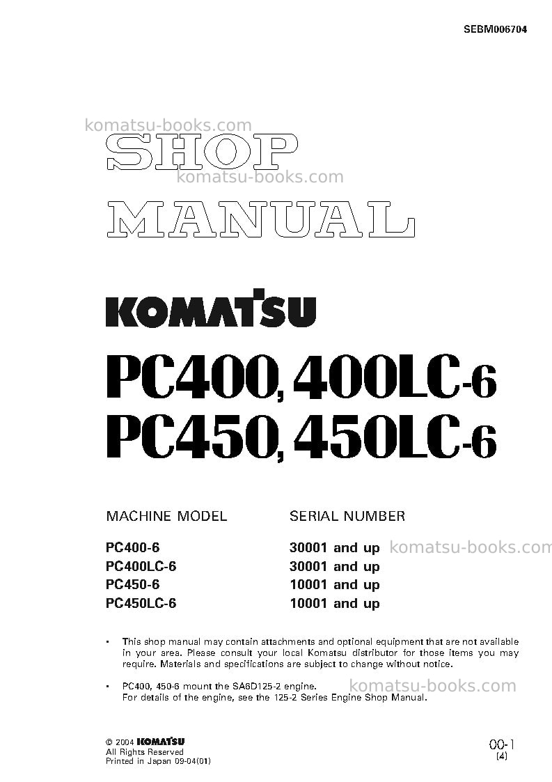 Komatsu pc450lc-6jpn Repair & maintenance cover Komatsu pc450lc-6jpn Repair & maintenance cover