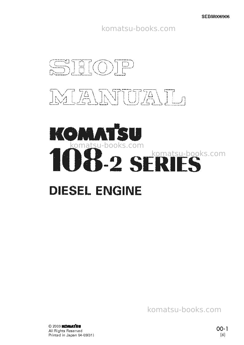Komatsu s6d108-2jpn Repair & maintenance cover Komatsu s6d108-2jpn Repair & maintenance cover