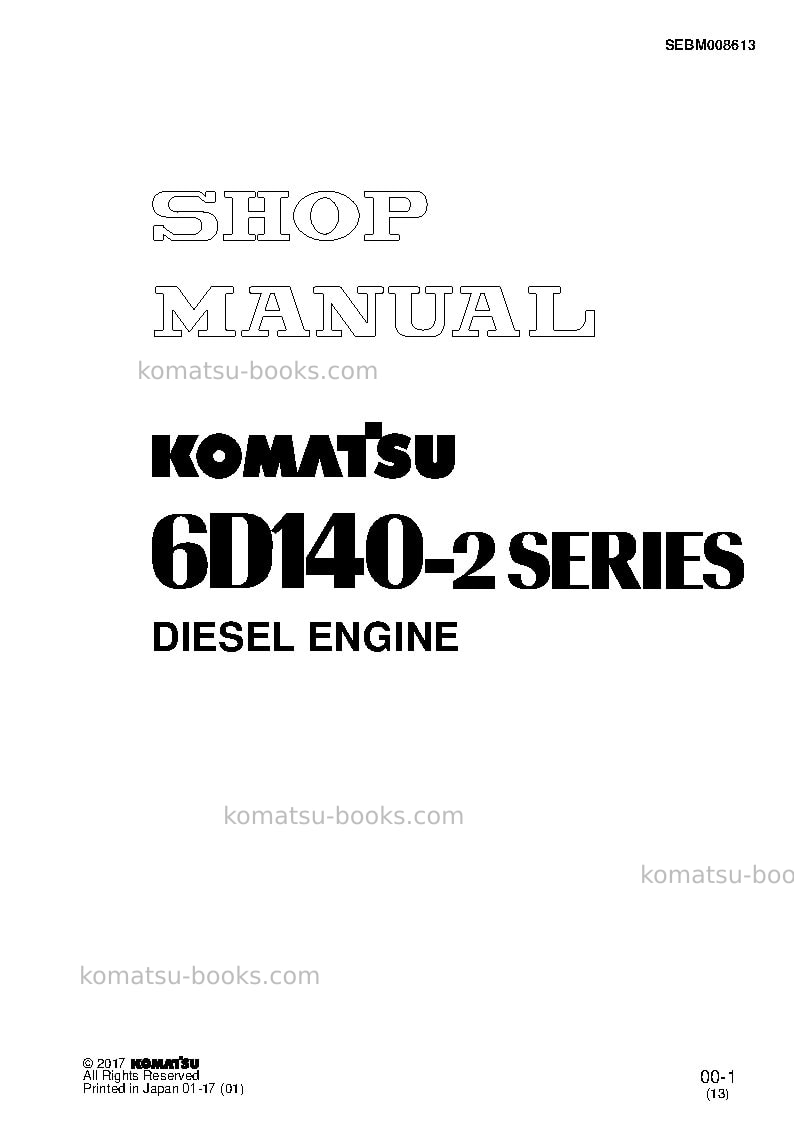 Komatsu s6d140-2jpn Repair & maintenance cover Komatsu s6d140-2jpn Repair & maintenance cover