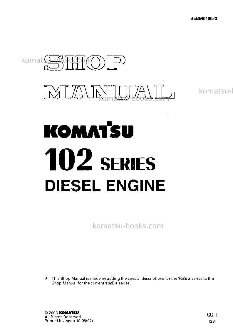 Komatsu 6d102-1jpn Repair & maintenance cover Komatsu 6d102-1jpn Repair & maintenance cover