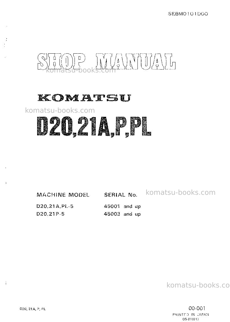 Komatsu d21p-5jpn Repair & maintenance cover Komatsu d21p-5jpn Repair & maintenance cover