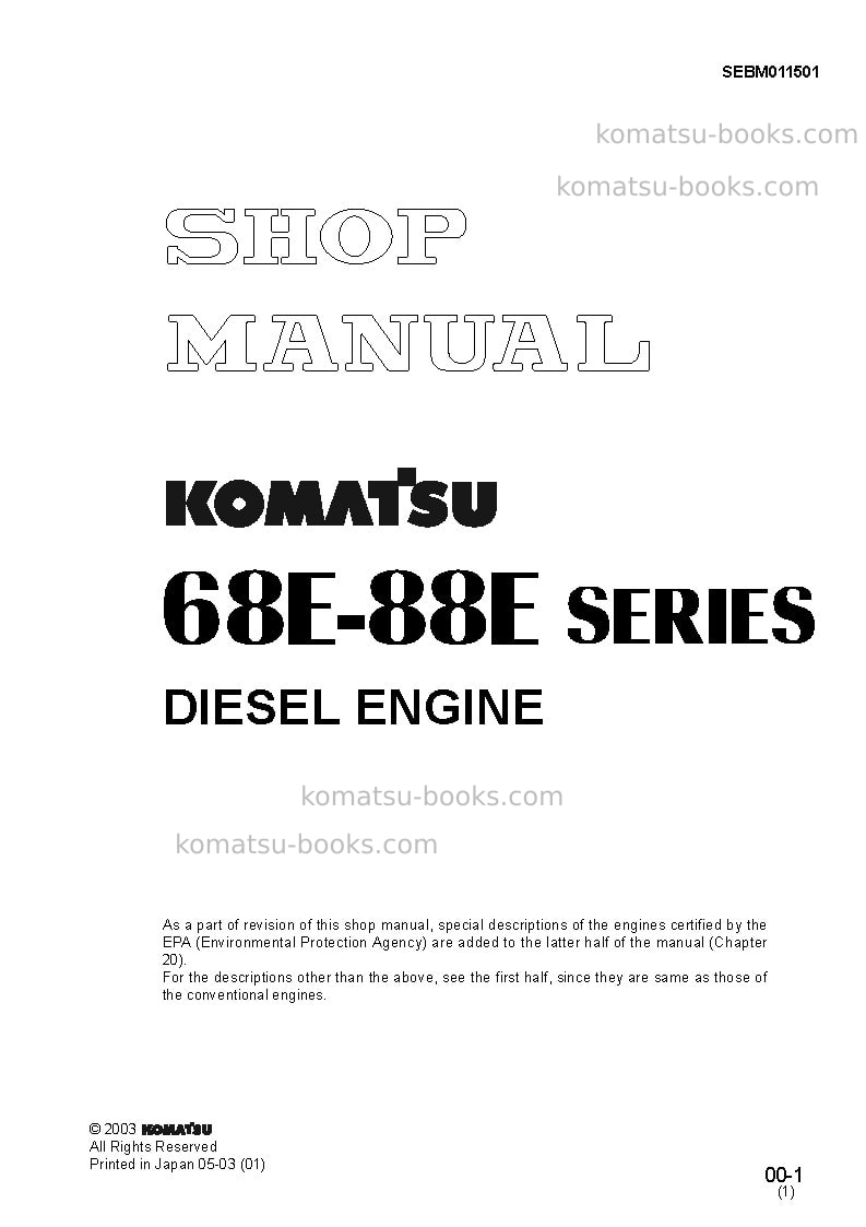 Komatsu 2d68e-3jpn Repair & maintenance cover