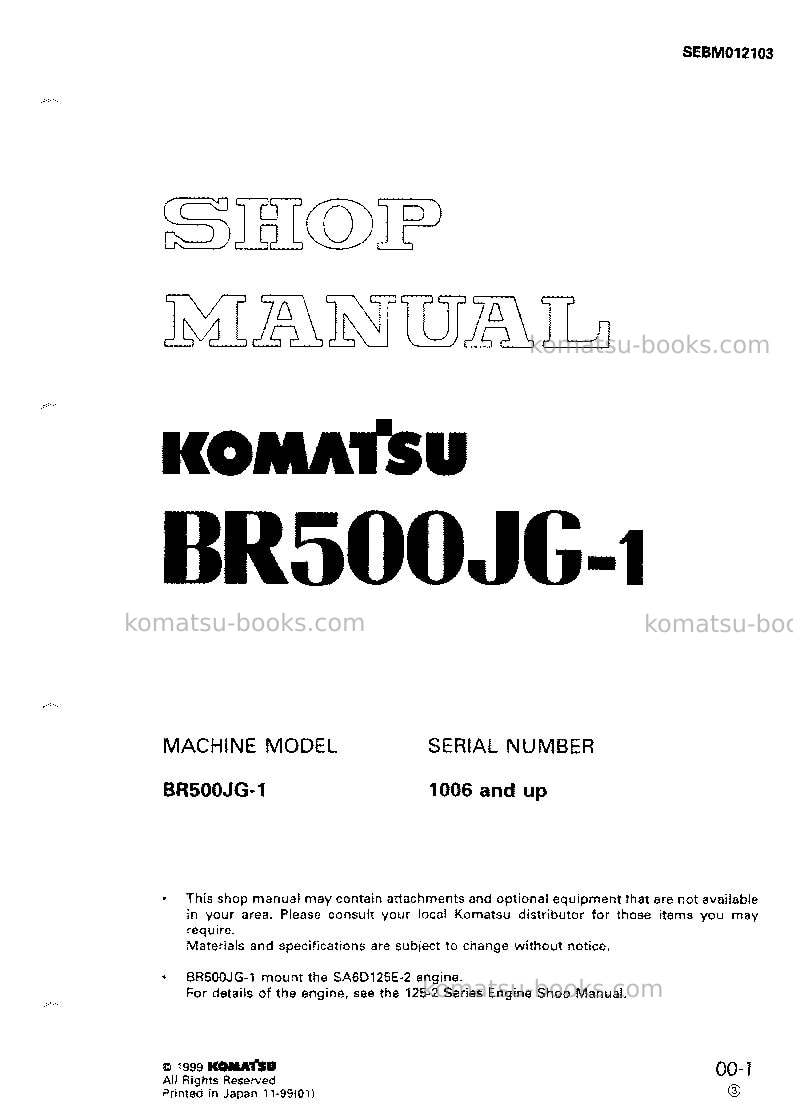 Komatsu br500jg-1jpn Repair & maintenance cover