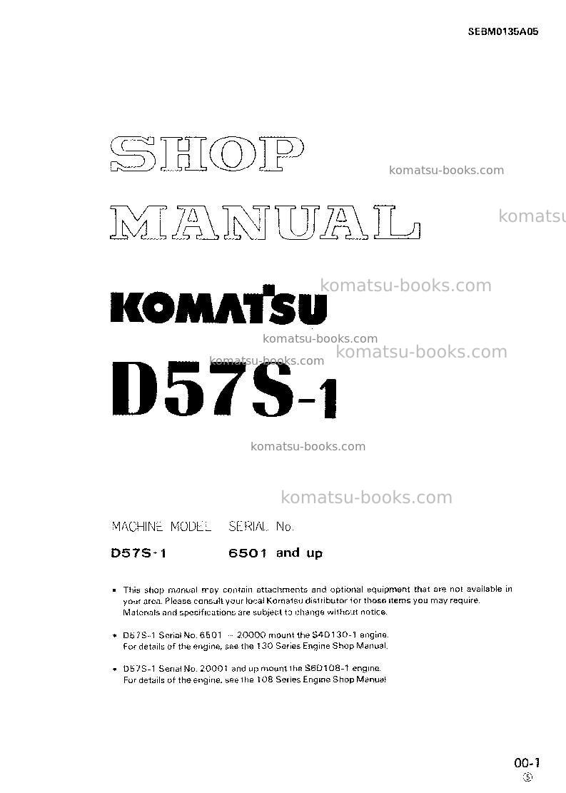 Komatsu d57s-1jpn Repair & maintenance cover
