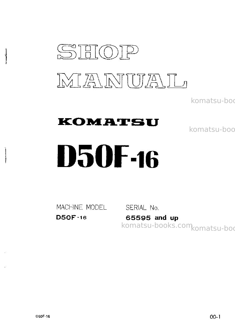 Komatsu d50f-16jpn Repair & maintenance cover