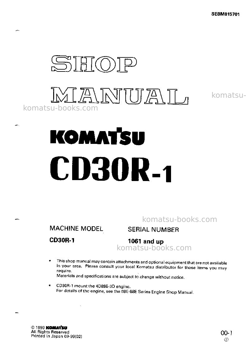 Komatsu cd30r-1jpn Repair & maintenance cover Komatsu cd30r-1jpn Repair & maintenance cover