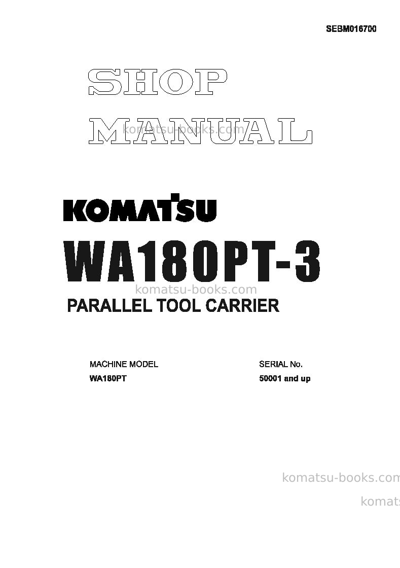 Komatsu wa180pt-3jpn Repair & maintenance cover