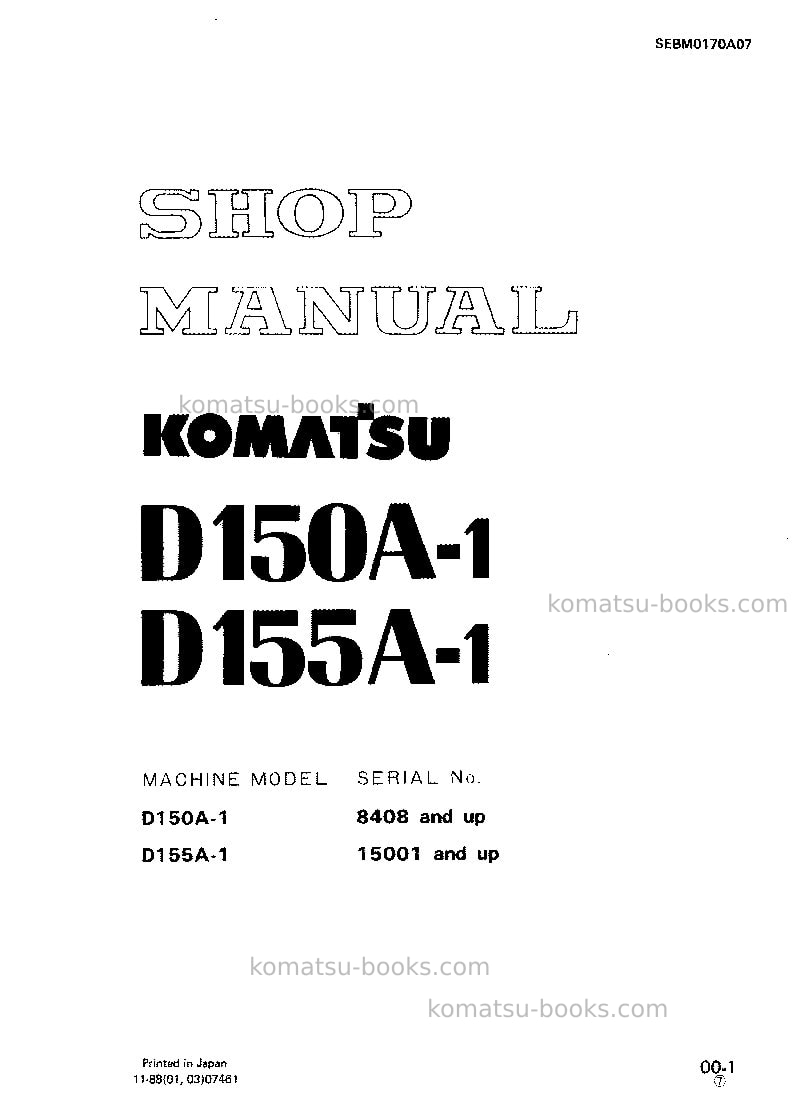 Komatsu d150a-1jpn Repair & maintenance cover Komatsu d150a-1jpn Repair & maintenance cover