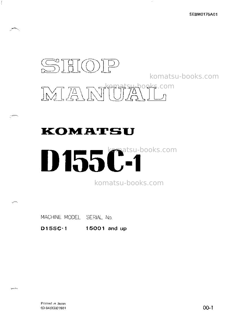 Komatsu d155c-1jpn Repair & maintenance cover