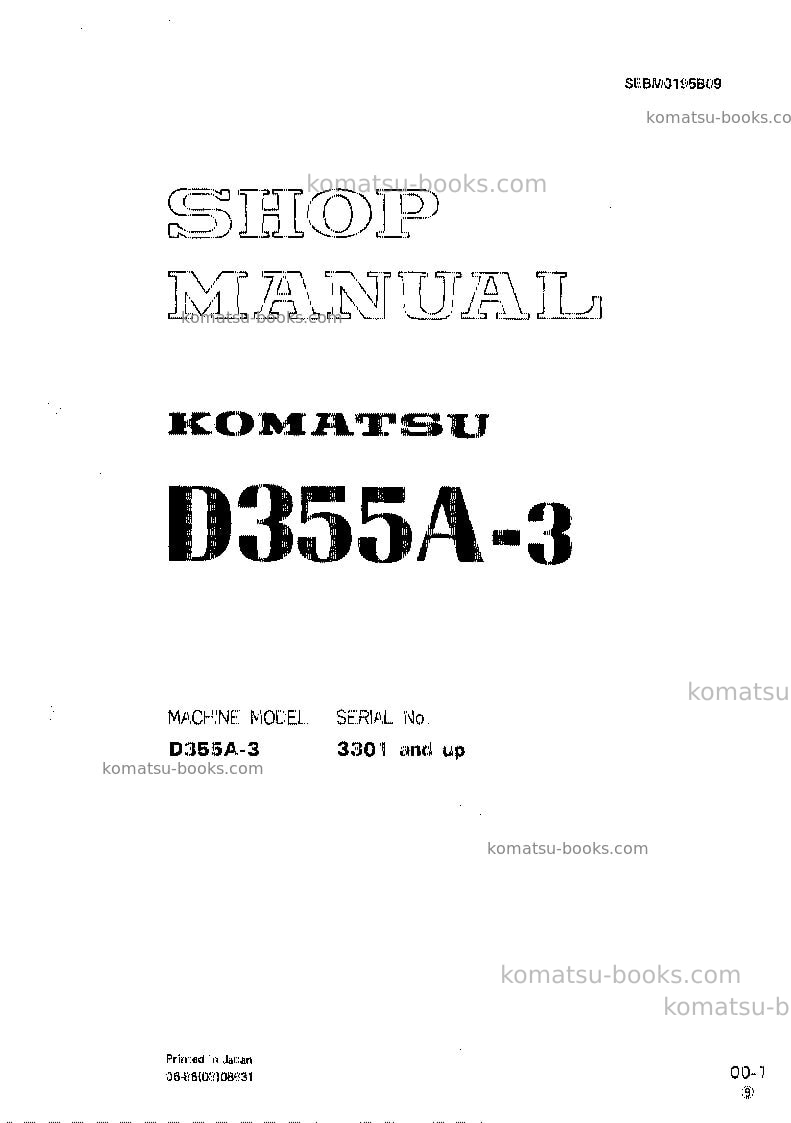 Komatsu d355a-3jpn Repair & maintenance cover