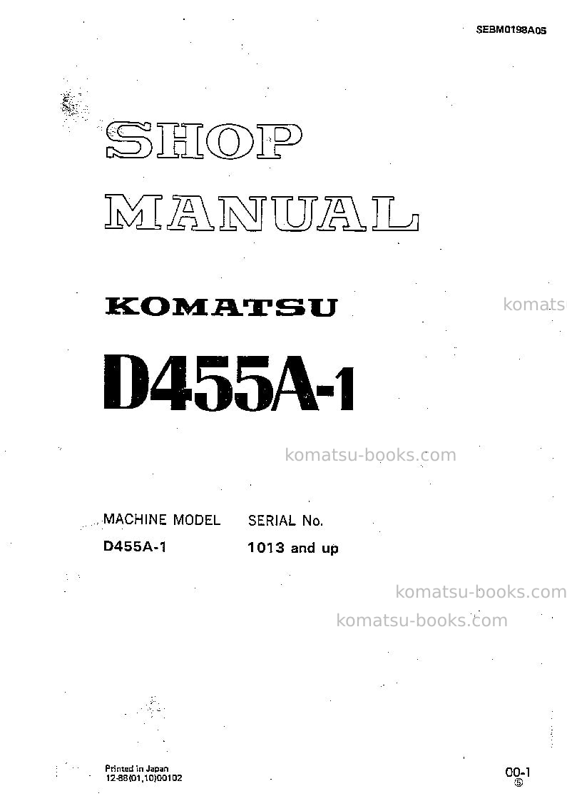 Komatsu d455a-1jpn Repair & maintenance cover