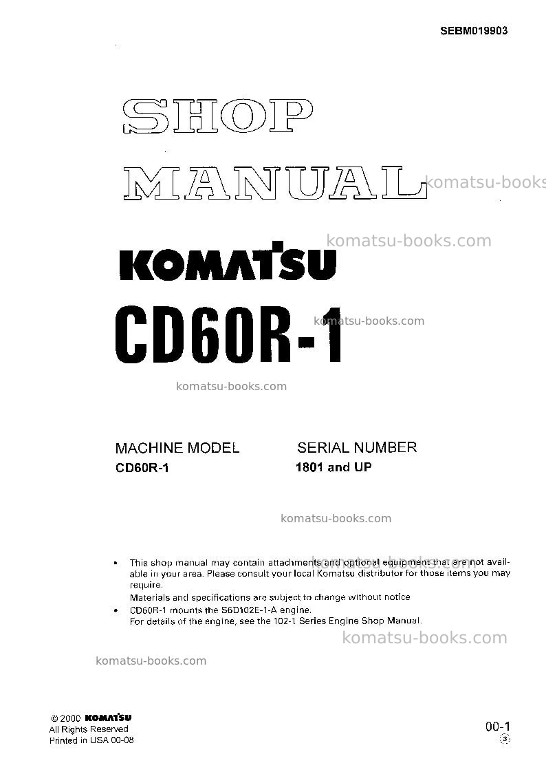 Komatsu cd60r-1jpn Repair & maintenance cover Komatsu cd60r-1jpn Repair & maintenance cover