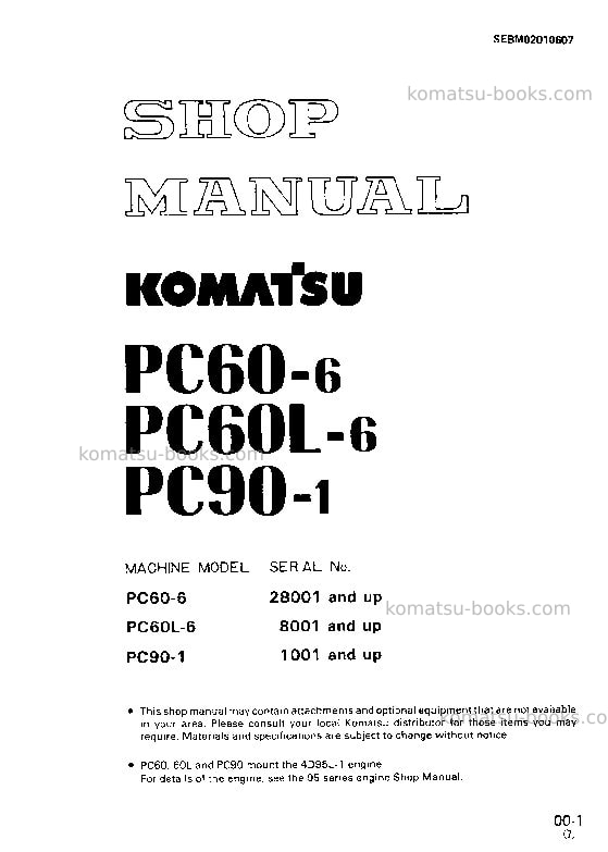 Komatsu pc60-6jpn Repair & maintenance cover Komatsu pc60-6jpn Repair & maintenance cover