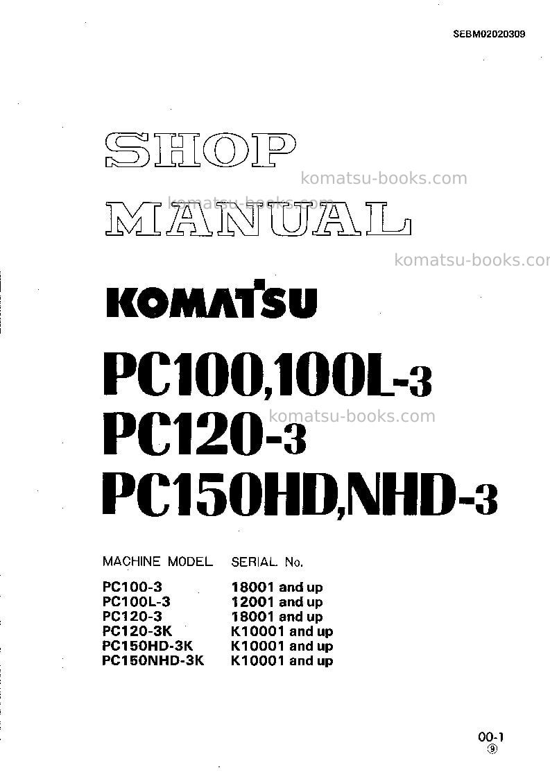 Komatsu pc100-3jpn Repair & maintenance cover Komatsu pc100-3jpn Repair & maintenance cover