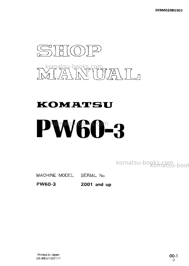 Komatsu pw60-3jpn Repair & maintenance cover Komatsu pw60-3jpn Repair & maintenance cover
