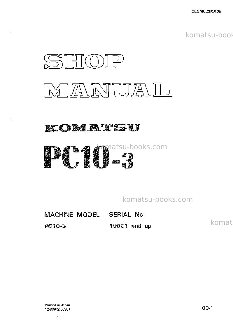 Komatsu pc10-3jpn Repair & maintenance cover Komatsu pc10-3jpn Repair & maintenance cover