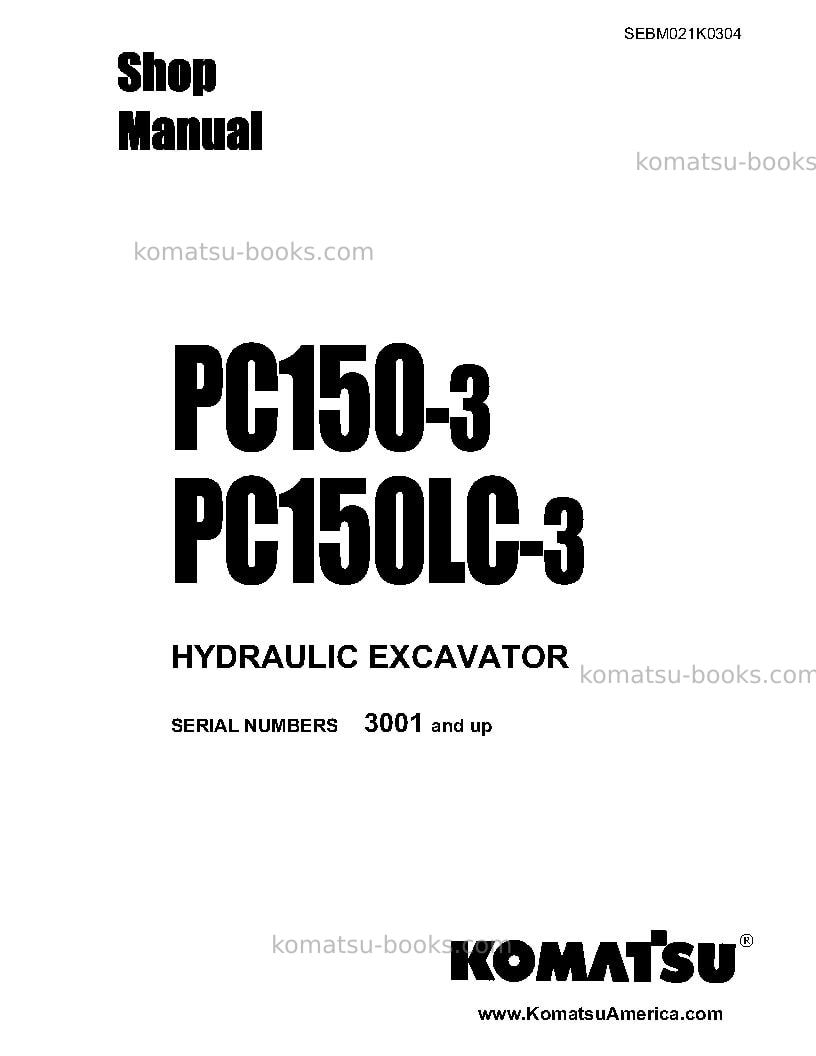 Komatsu pc150lc-3jpn Repair & maintenance cover