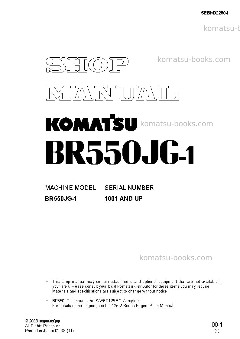 Komatsu br550jg-1jpn Repair & maintenance cover Komatsu br550jg-1jpn Repair & maintenance cover