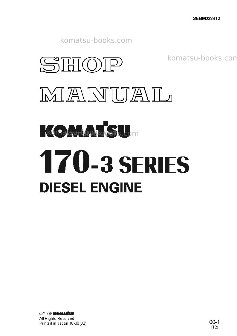 Komatsu 170-3 seriesjpn Repair & maintenance cover Komatsu 170-3 seriesjpn Repair & maintenance cover