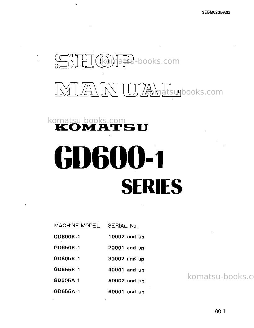 Komatsu gd605r-1jpn Repair & maintenance cover Komatsu gd605r-1jpn Repair & maintenance cover