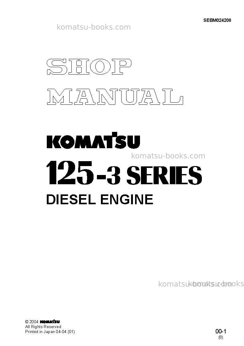 Komatsu 125-3 seriesjpn Repair & maintenance cover Komatsu 125-3 seriesjpn Repair & maintenance cover