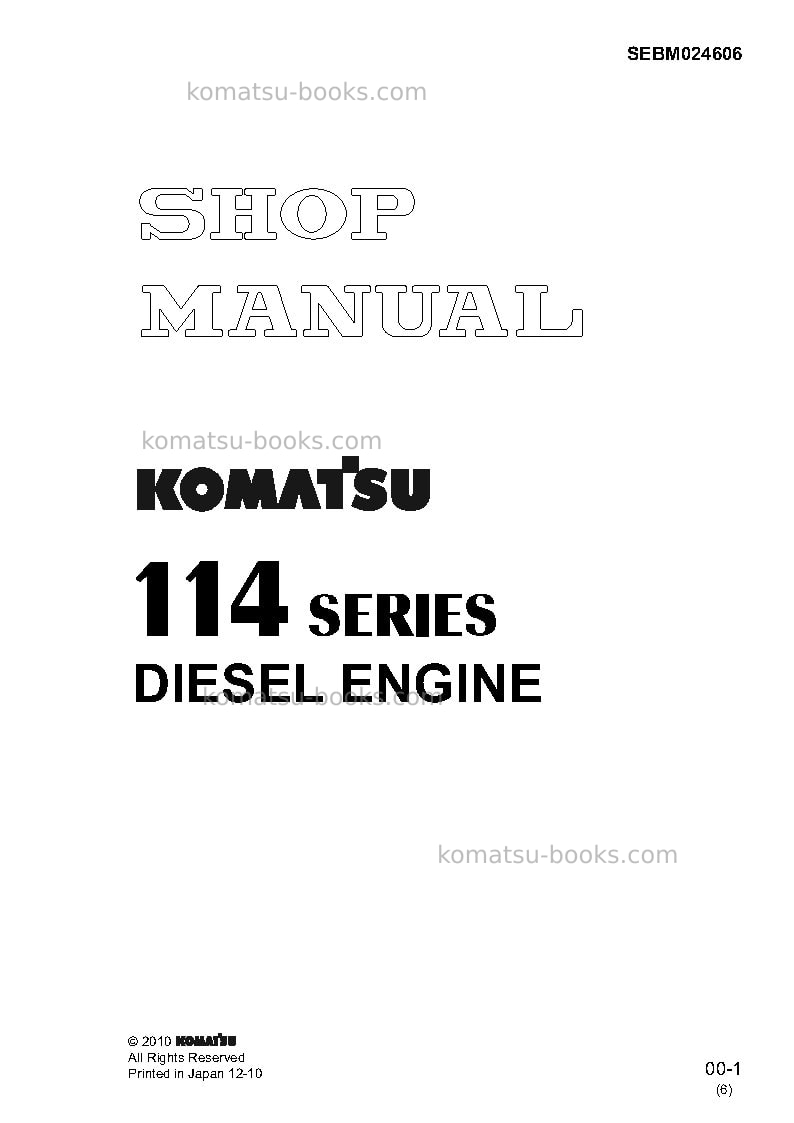Komatsu 114-2 seriesjpn Repair & maintenance cover Komatsu 114-2 seriesjpn Repair & maintenance cover