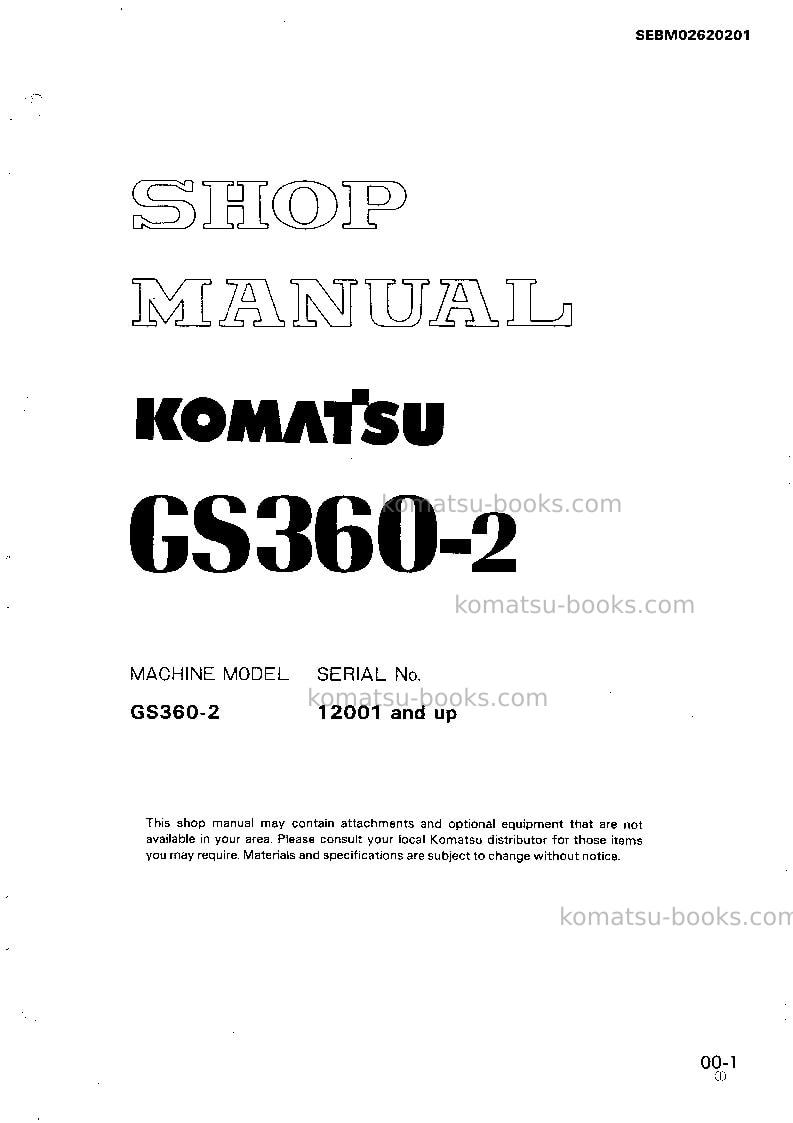 Komatsu gs360-2jpn Repair & maintenance cover