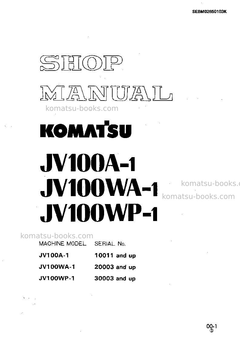 Komatsu jv100wa-1jpn Repair & maintenance cover Komatsu jv100wa-1jpn Repair & maintenance cover