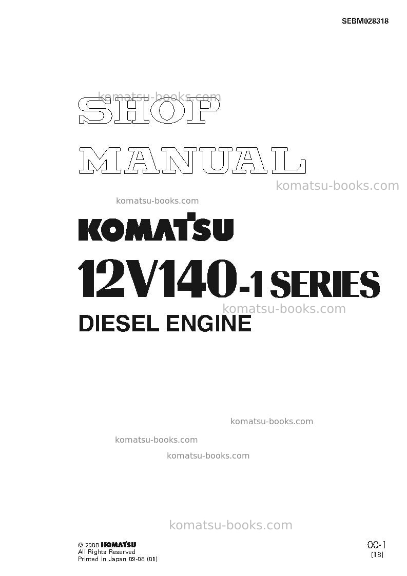 Komatsu 12v140-1jpn Repair & maintenance cover Komatsu 12v140-1jpn Repair & maintenance cover