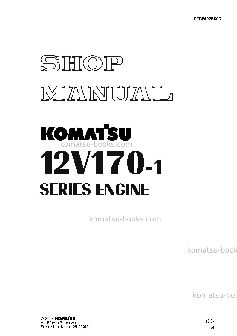 Komatsu 12v170-1 seriesjpn Repair & maintenance cover Komatsu 12v170-1 seriesjpn Repair & maintenance cover