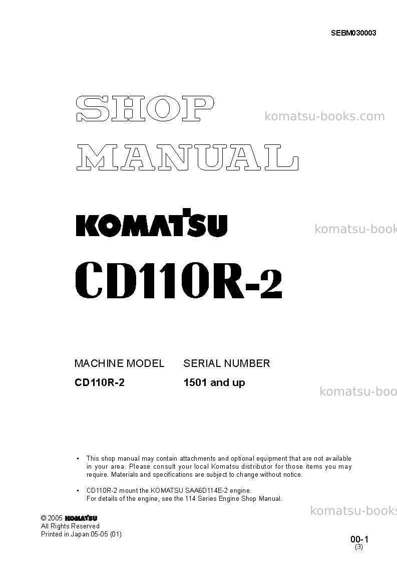 Komatsu cd110r-2jpn Repair & maintenance cover