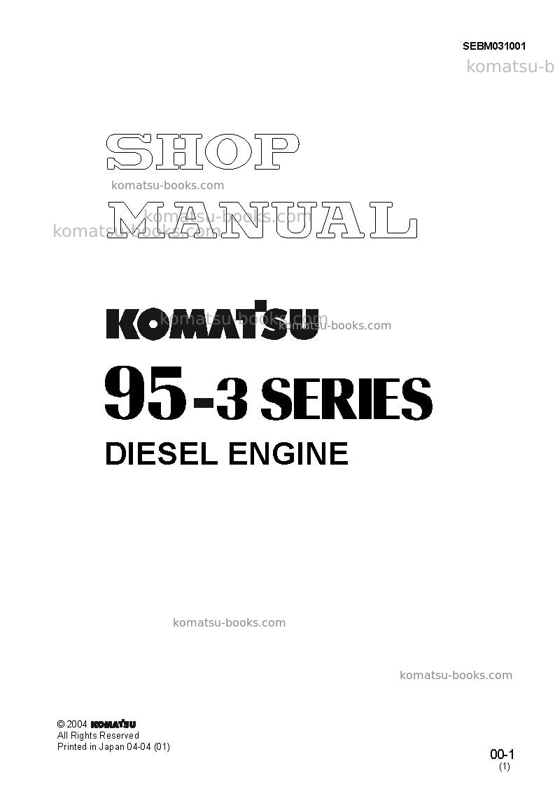 Komatsu 4d95le-3jpn Repair & maintenance cover Komatsu 4d95le-3jpn Repair & maintenance cover