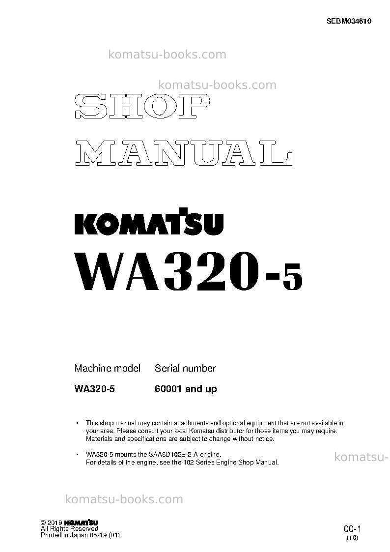 Komatsu wa320-5tha-c Repair & maintenance cover
