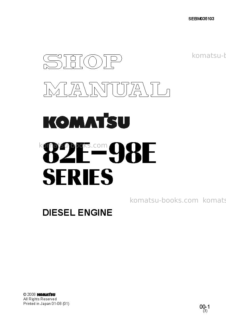 Komatsu 3d82ae-5jpn Repair & maintenance cover