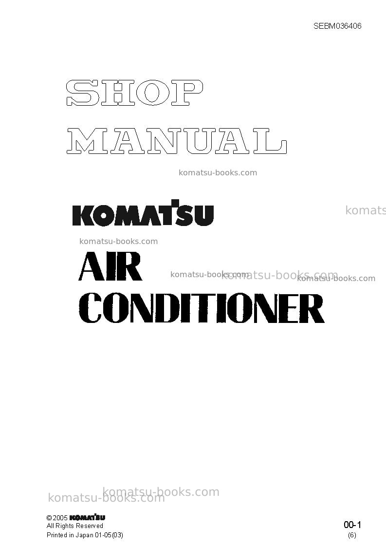 Komatsu air conditionerjpn Repair & maintenance cover Komatsu air conditionerjpn Repair & maintenance cover