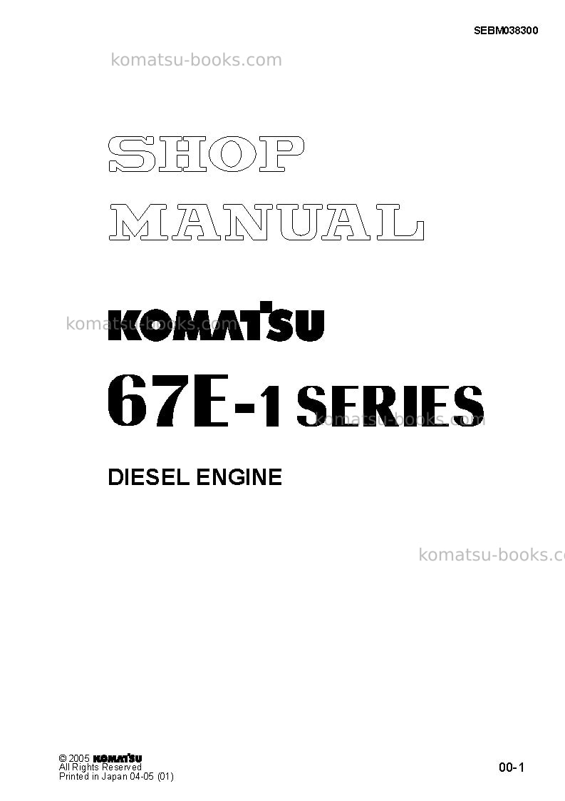 Komatsu 3d67e-1jpn Repair & maintenance cover