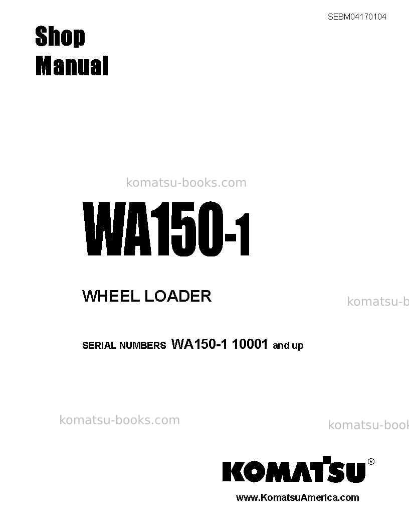 Komatsu wa150-1jpn Repair & maintenance cover