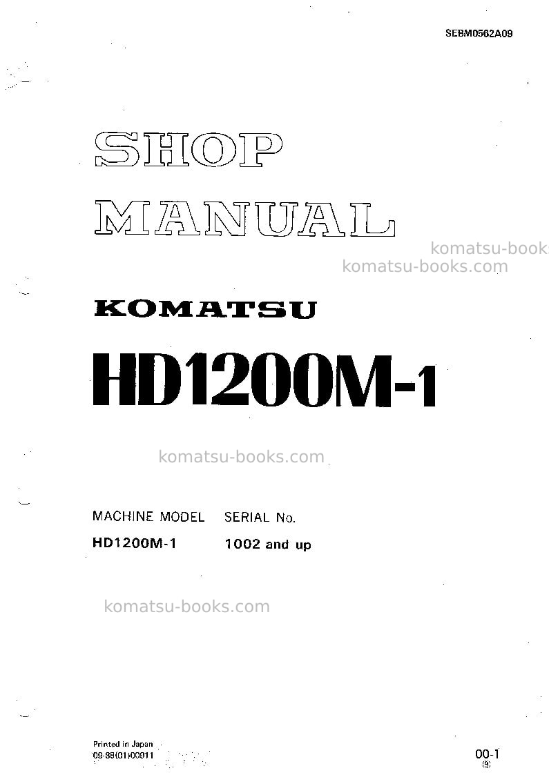 Komatsu hd1200m-1jpn Repair & maintenance cover