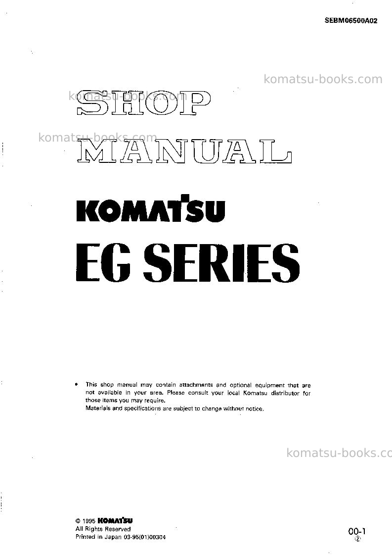 Komatsu eg125b-2jpn Repair & maintenance cover Komatsu eg125b-2jpn Repair & maintenance cover
