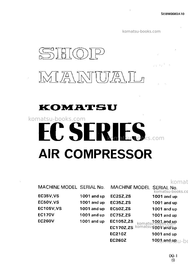 Komatsu ec170v-1jpn Repair & maintenance cover Komatsu ec170v-1jpn Repair & maintenance cover