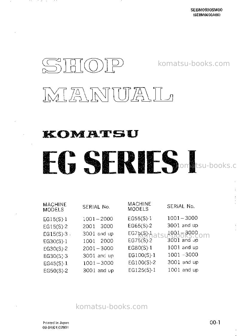 Komatsu eg15-2jpn Repair & maintenance cover Komatsu eg15-2jpn Repair & maintenance cover