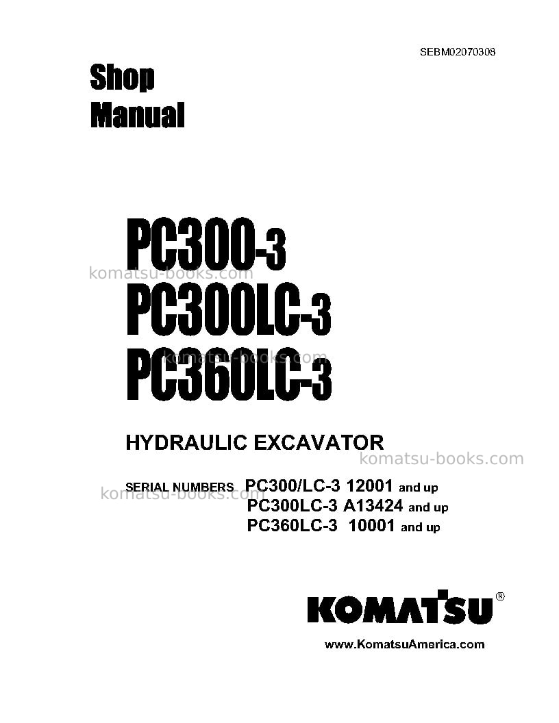 Komatsu pc300lc-3jpn Repair & maintenance cover Komatsu pc300lc-3jpn Repair & maintenance cover