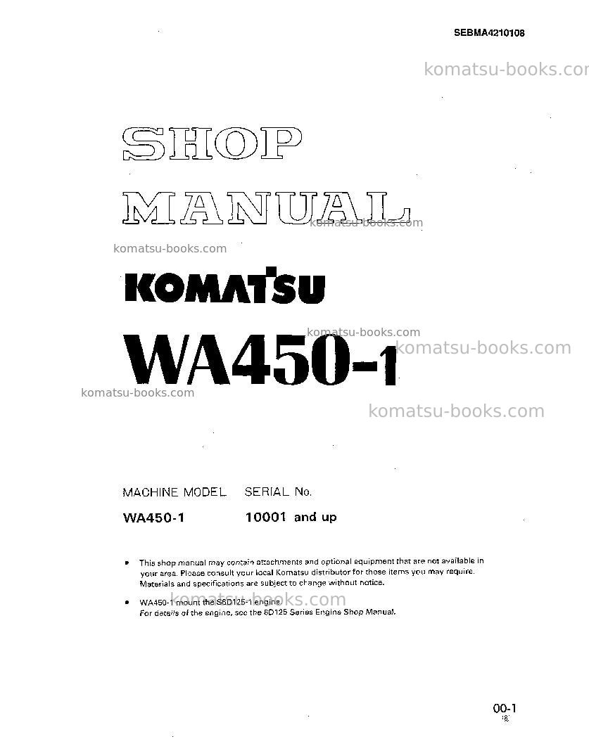 Komatsu wa450-1jpn Repair & maintenance cover Komatsu wa450-1jpn Repair & maintenance cover