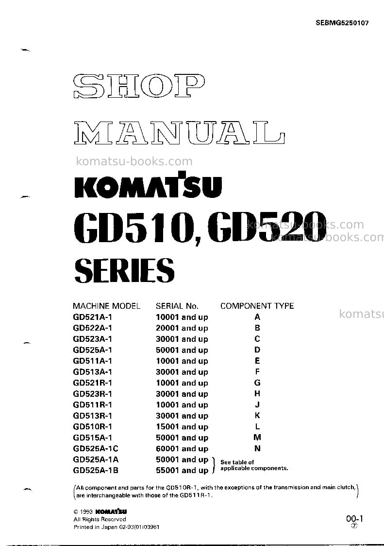 Komatsu gd511a-1jpn Repair & maintenance cover Komatsu gd511a-1jpn Repair & maintenance cover