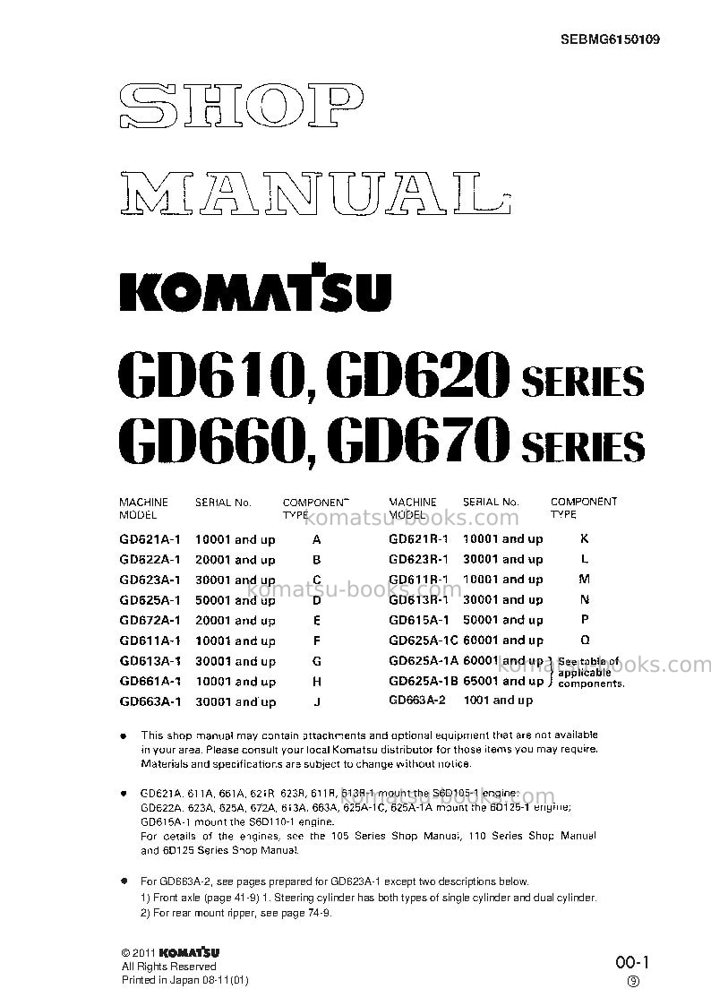 Komatsu gd623a-1jpn Repair & maintenance cover Komatsu gd623a-1jpn Repair & maintenance cover