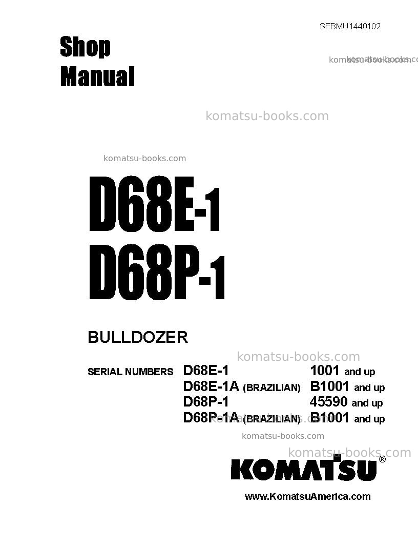 Komatsu d68e-1jpn Repair & maintenance cover Komatsu d68e-1jpn Repair & maintenance cover