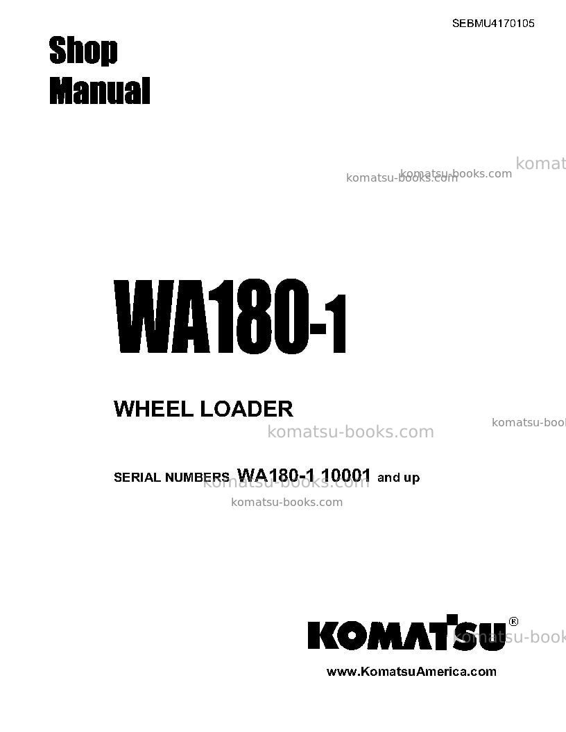 Komatsu wa180-1usa-l Repair & maintenance cover