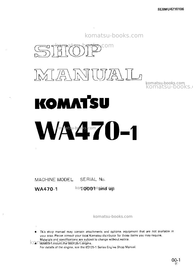 Komatsu wa470-1jpn Repair & maintenance cover Komatsu wa470-1jpn Repair & maintenance cover